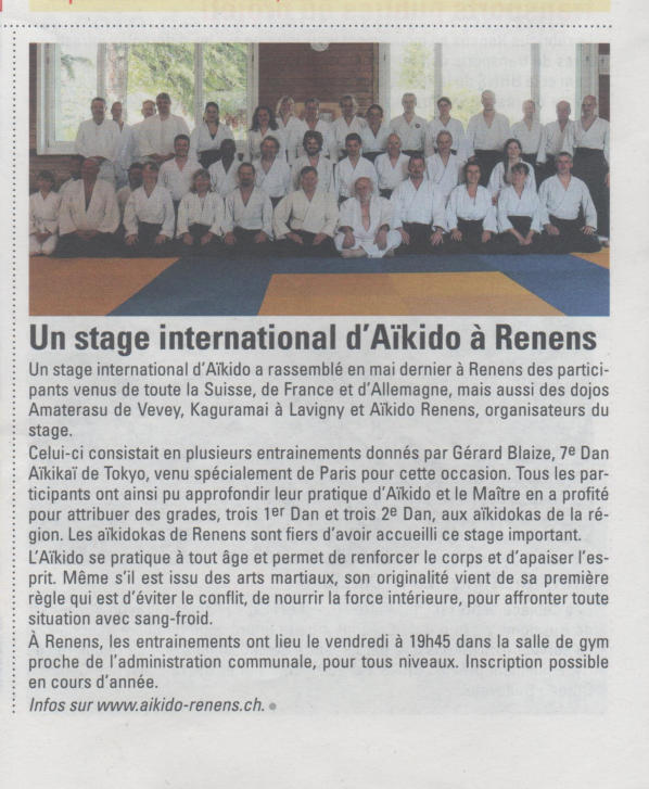Stage international d'Aïkido à Renens